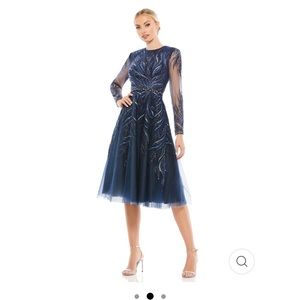 Mac Duggal - 11136 Embroidered Long Sleeve A-Line Dress